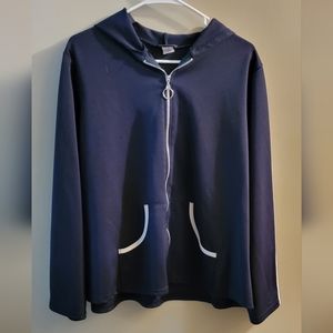 Conspiracy blue with white stripes hooded jacket with zipper